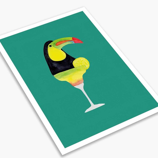 Postkarte Tukan Cocktail • DIN A6 • Illustration