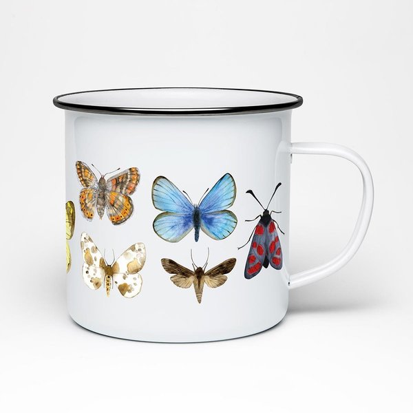 Emaille Tasse Schmetterling • Illustration Insekten