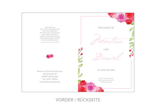 25x Hochzeitseinladung „Rose“ • DIN A6 • personalisierbar