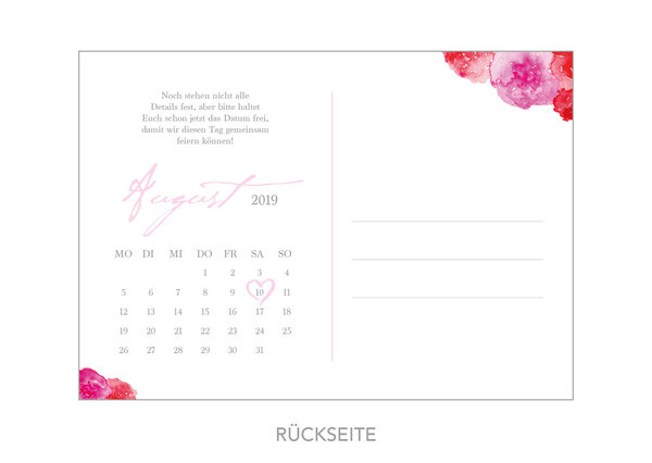 25x Save the Date Karte „Rose“ • DIN A6 • personalisierbar
