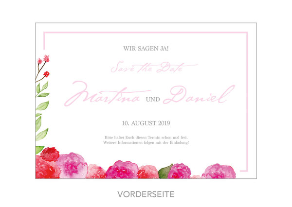 25x Save the Date Karte „Rose“ • DIN A6 • personalisierbar