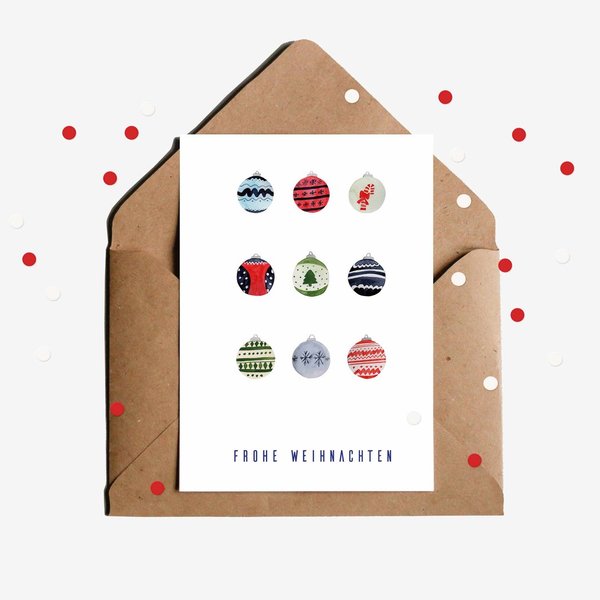 Weihnachtskarte „Christbaumkugeln“ • DIN A6 • Illustration • Weihnachten