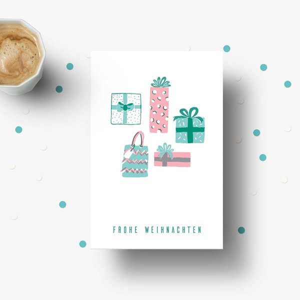 Weihnachtskarte „Geschenke“ • DIN A6 • Illustration • Weihnachten
