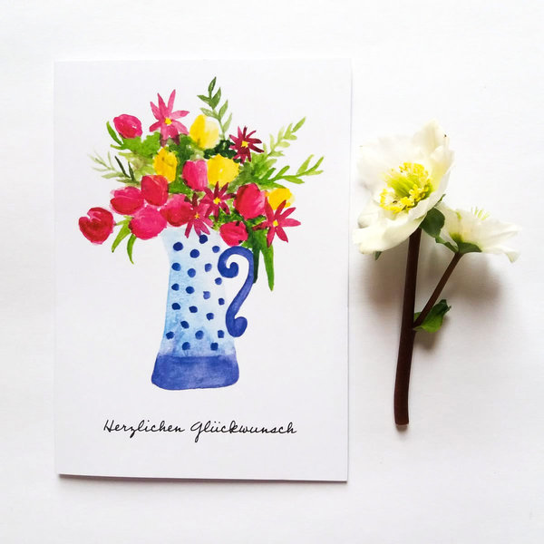 Grußkarte Blumenstrauß • DIN A6 • Illustration
