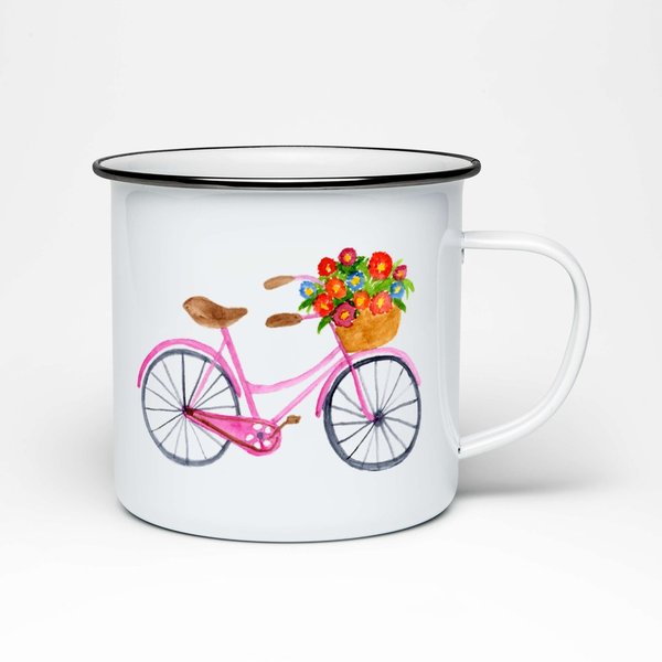 Emaille Tasse Fahrrad • Illustration