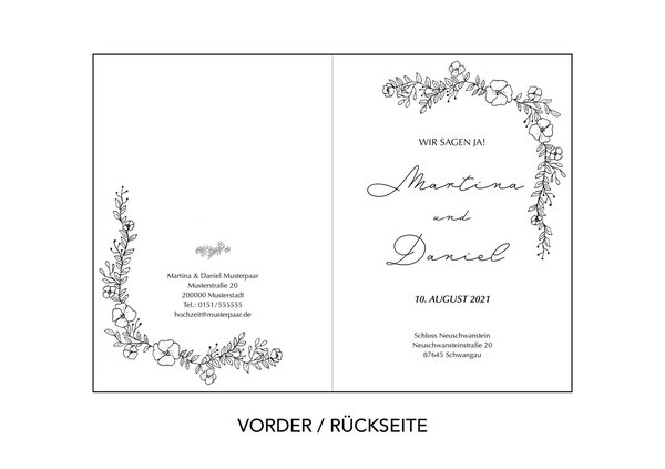 25x Hochzeitseinladung „Blumenranke“ • DIN A6 • personalisierbar