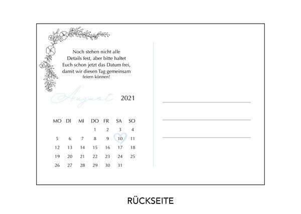 25x Save the Date Karte „Blumenranke“ • DIN A6 • personalisierbar